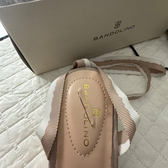Bandolino Womens Ribbon Tie Espadrille Wedge Sandals 7M Medium Natural - Picture 9 of 9
